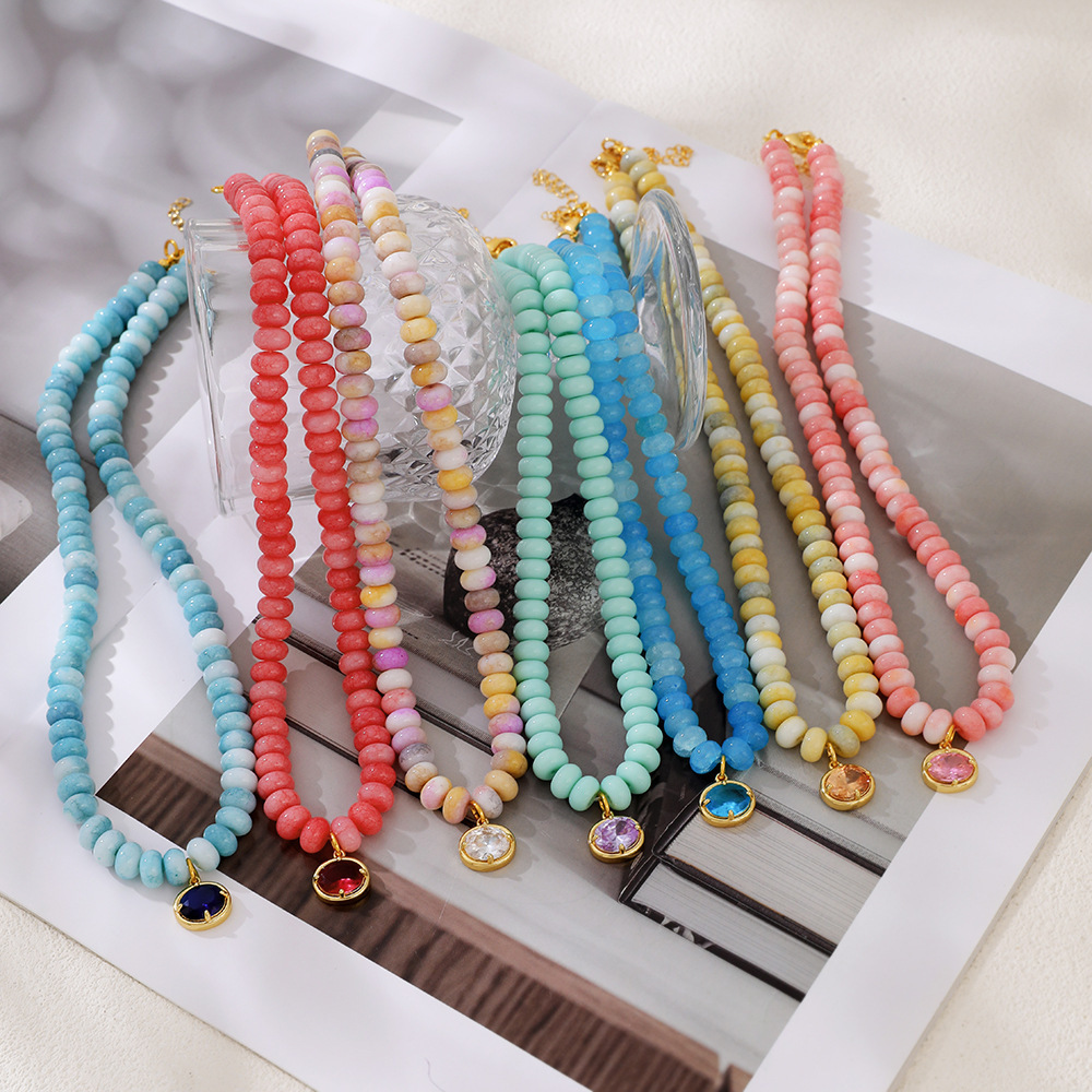 Romantic Series Sweet Beads Gradient Color Natural Stones Women's Beaded Necklaces Picture3
