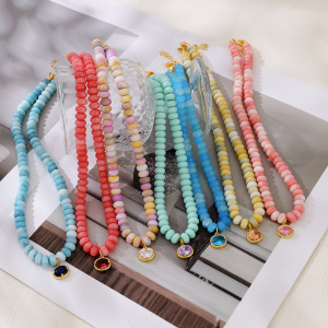 Romantic Series Sweet Beads Gradient Color Natural Stones Women's Beaded Necklaces h5 Picture3