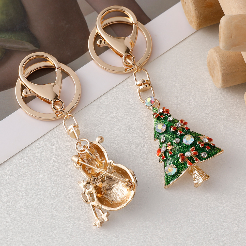 Simple Series Cute Animal Christmas Alloy Rhinestone Keychain h5Picture3