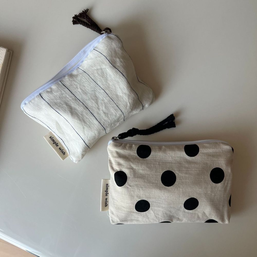 Simple Series Daily Stripe Polka Dots Mixed Color Canvas Makeup Bags Picture3
