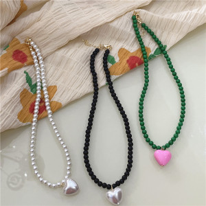 Romantic Series Sweet Heart Beads Glaze Women's Beaded Necklaces h5 Picture3