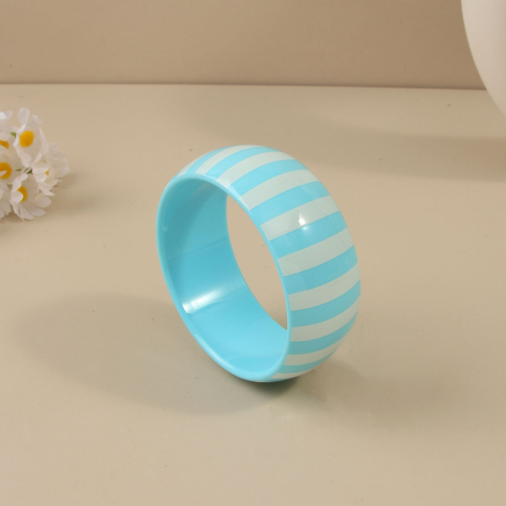 Simple Series Daily Stripe Mixed Color Resin Women's Bangles 