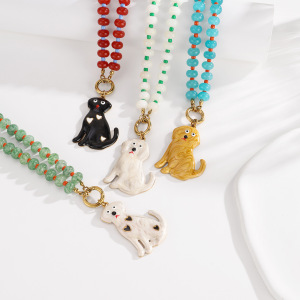 Romantic Series Daily Animal Beads Stainless Steel Waterproof Gold Color Women's Beaded Necklaces h5 Picture3