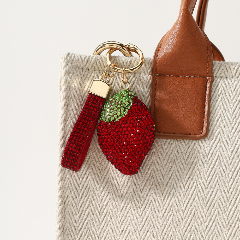 Luxurious Series Cute Fruit Solid Color Alloy Rhinestone Keychain Picture5