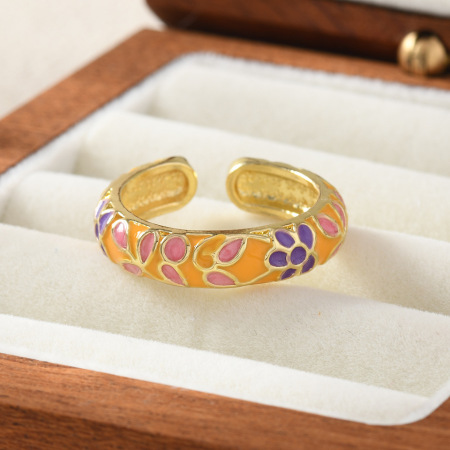 Romantische Retro-Ringe mit Blumenmuster in verschiedenen Farben, Goldoptik 2