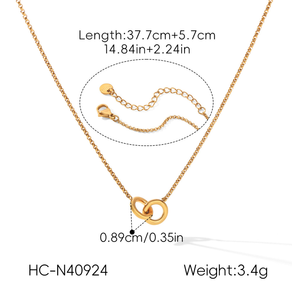 Circle Stainless Steel Waterproof Gold Color Pendant Necklaces Picture2