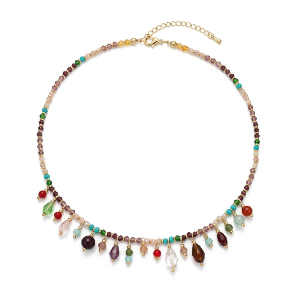 Romantic Series Retro Droplet Beads Seed Bead Gold Color  Women's Beaded Necklaces 