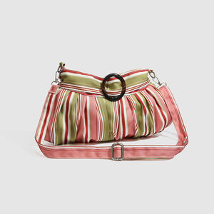 Borsa A Tracolla Da Donna In Poliestere Con Stampa A Righe Multicolore, Stile Chic Parigino. h5 Immagine4