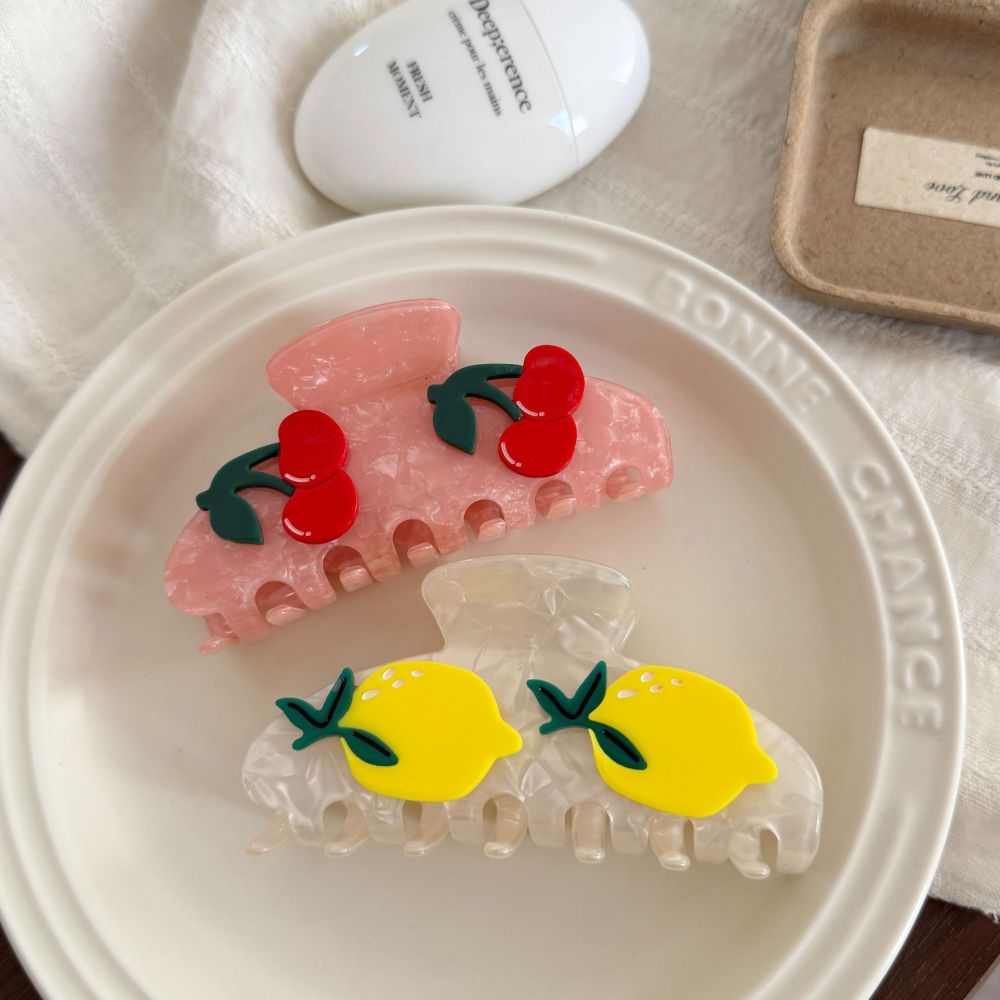 Simple Series Daily Fruit Cherry Acetate Hair Claws Picture3