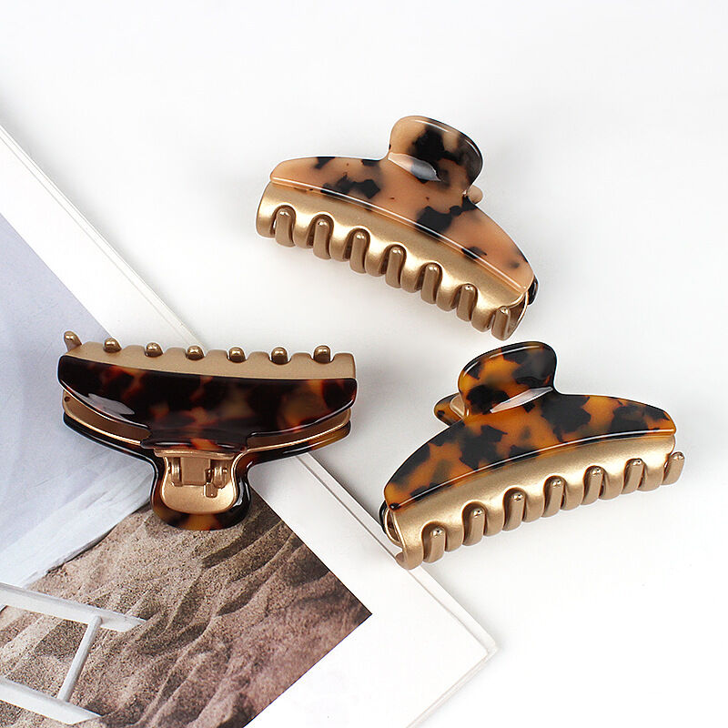 Simple Series Retro Patchwork Leopard Print Acetate Hair Claws Picture4