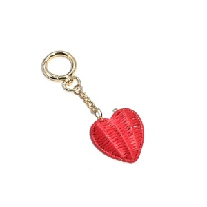 Romantic Series Simple Heart Solid Color Woven Raffia Keychain h5 Picture2