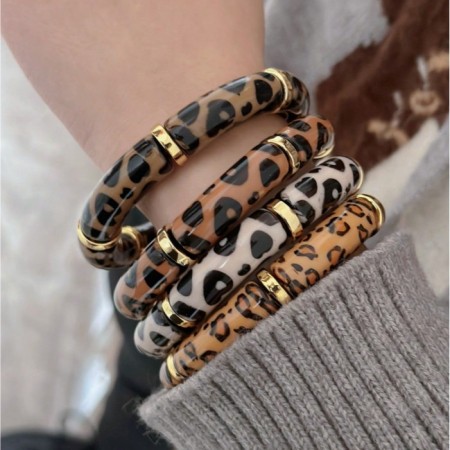Simple Series Retro Leopard Print Acrylic Women's Bangles