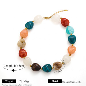 Simple Series Casual Beads Mixed Color Gradient Color Acrylic Women's Beaded Necklaces h5 
