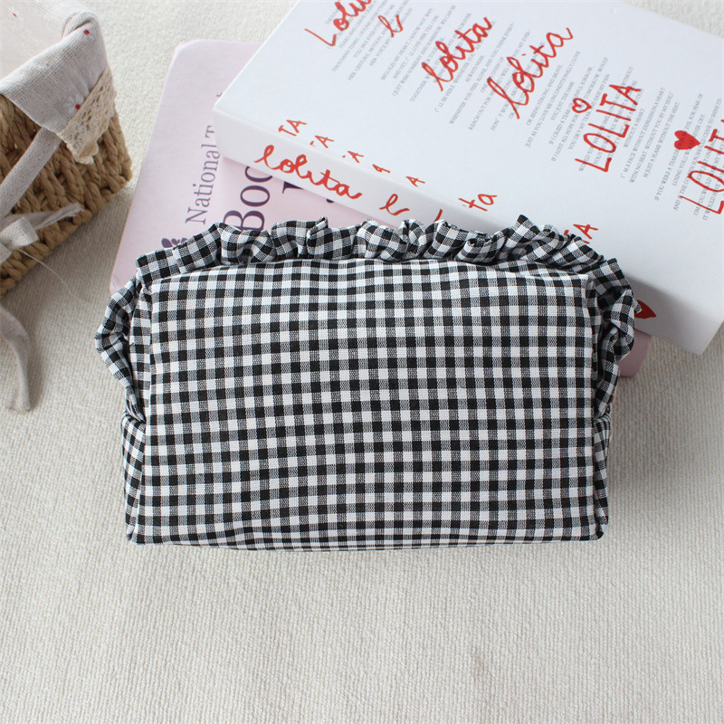 Simple Series Daily Solid Color Plaid Polyester Makeup Bags 