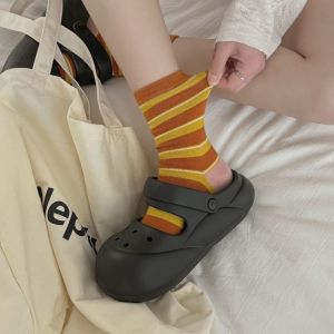 Basic Stripes Color Clash Mid-Calf Socks h5 Picture4