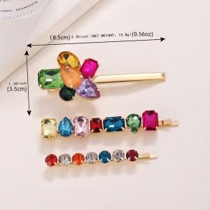 Luxurious Series Retro Flower Irregular Shape Mixed Color Alloy Rhinestone Artificial Gemstone Hair Clips h5 Picture4