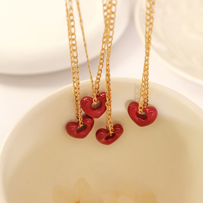 Conjunto De Joyas Para Mujer De La Serie Simple Retro Heart, De Acero Inoxidable, Resistente Al Agua Y Color Dorado. Imagen3