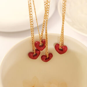 Conjunto De Joyas Para Mujer De La Serie Simple Retro Heart, De Acero Inoxidable, Resistente Al Agua Y Color Dorado. h5 Imagen3