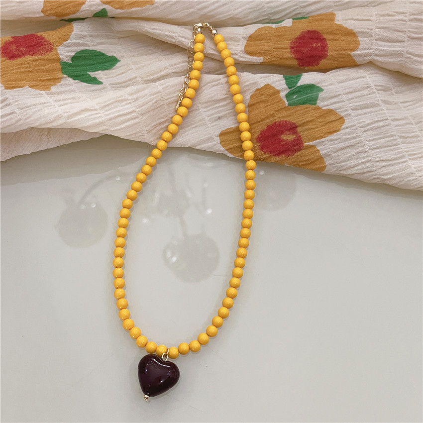 Romantic Series Sweet Heart Beads Glaze Women's Beaded Necklaces 