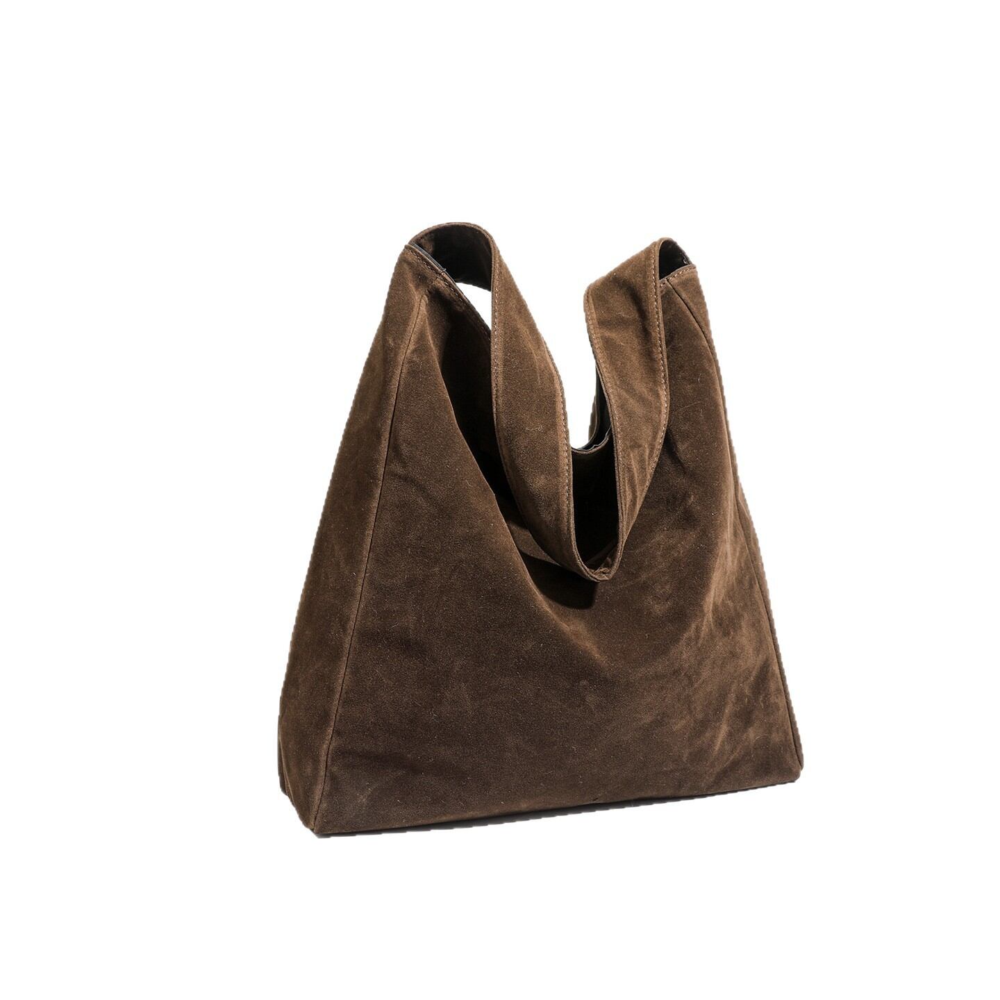 Borsa A Tracolla Quadrata Da Donna In Pelle Scamosciata Tinta Unita, Stile Casual E Soffice. h5 Immagine4