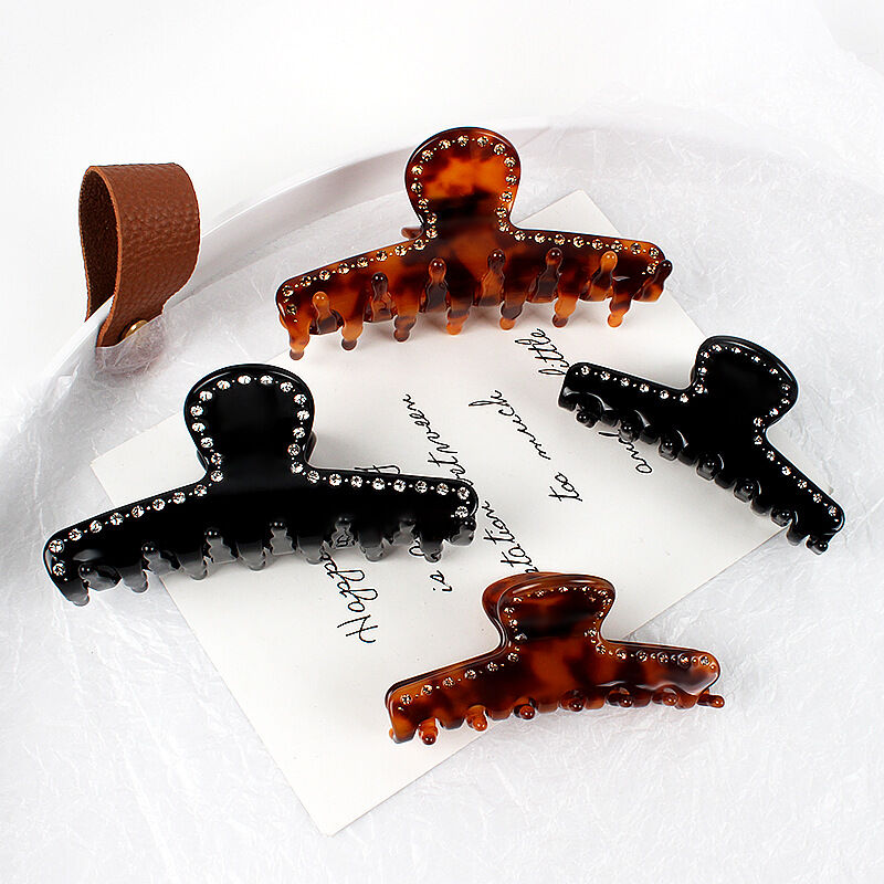 Simple Series Retro Haarclips met Luipaardprint van Acetaat en Strass-steentjes