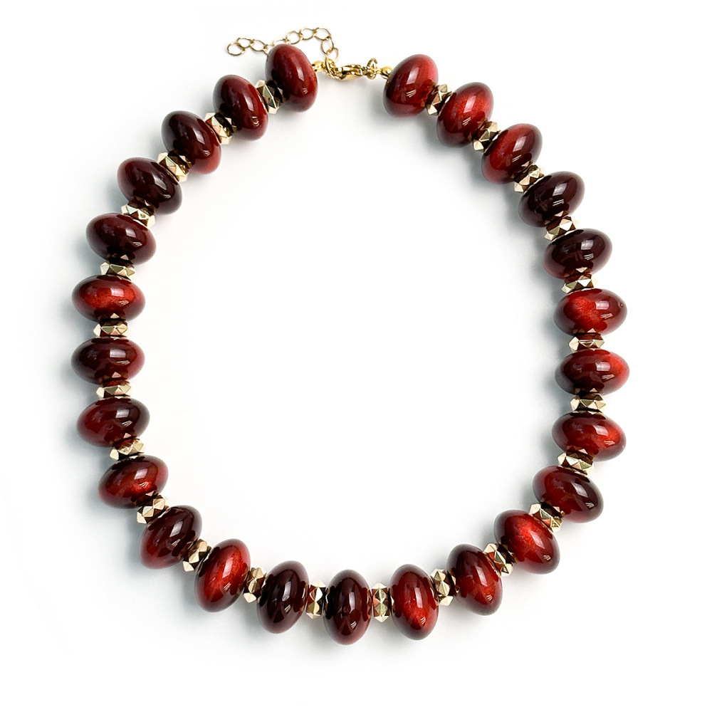 Simple Series Retro Beads Gradient Color Resin Women's Jewelry Sets
