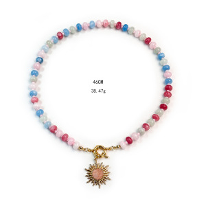 Simple Series Retro Sun Beads Natural Stones   Gold Color  Women's Beaded Necklaces h5 Picture3