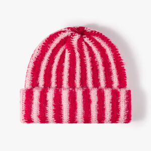 Casual Stripe Mixed Color Polyester Women's Knitted Beanie h5