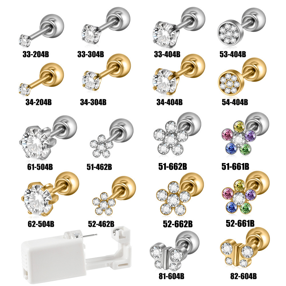 Disposable Piercing Tool Kit With Stainless Steel Piercing Earrings Picture3
