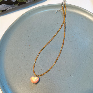 Simple Series Sweet Heart Beads Glass Child Basic Necklaces h5 
