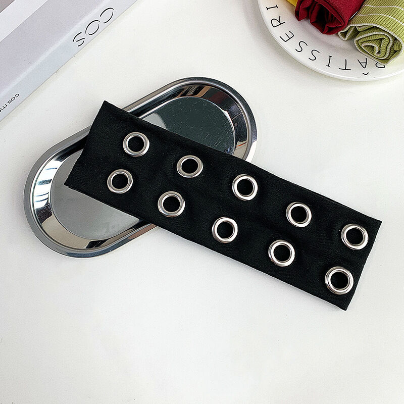 Simple Series Casual Solid Color Circle Rivet Fabric Hair Bands