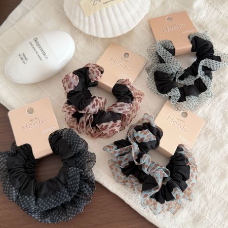 Simple Series Retro Leopard Print Polka Dots Fabric Scrunchies