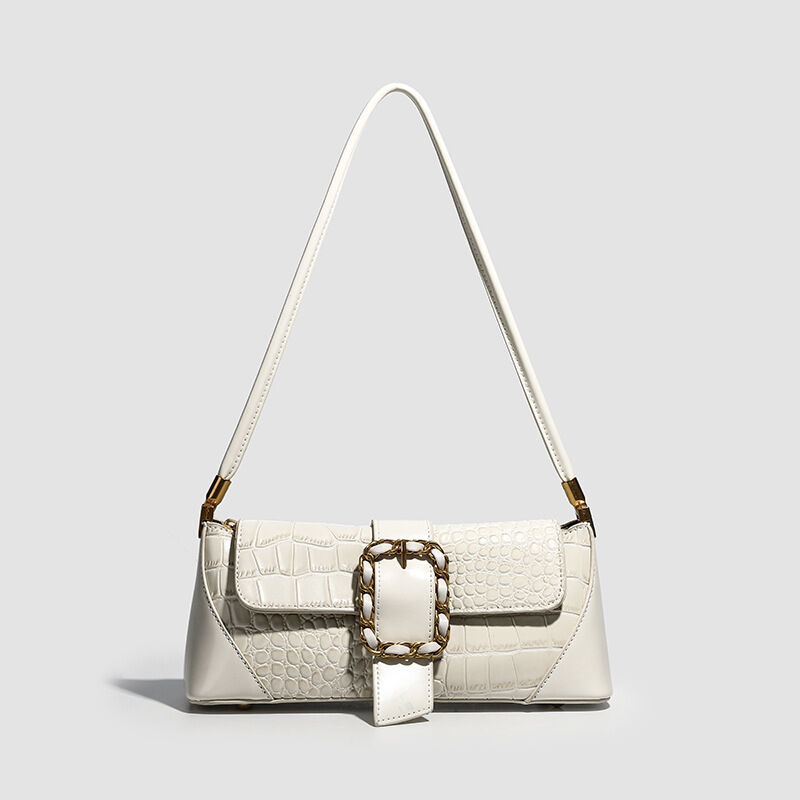 Borsa A Tracolla Quadrata Da Donna In Pu Di Alta Qualità, Stile Chic Parigino, Con Dettagli In Metallo, Tinta Unita E Forma Geometrica. Immagine2