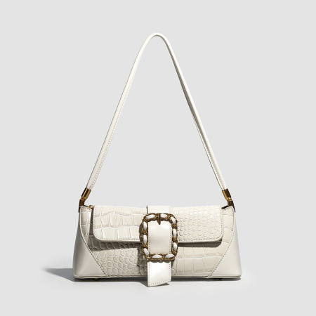Parisian Chic Style Metal Hardware Solid Color Geometric Shape Premium Quality Pu Women's Square Shoulder Bags 2