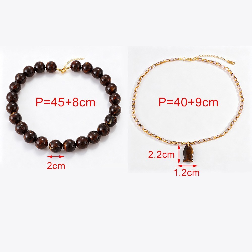 Retro Beads Resin Women's Beaded Necklaces Picture4