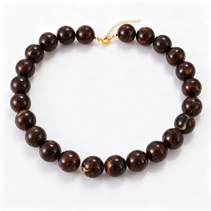 Retro Beads Resin Women's Beaded Necklaces 