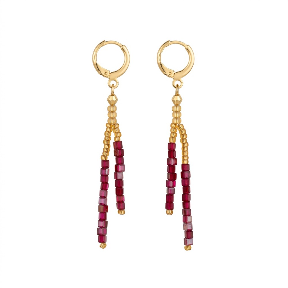 Simple Series Elegant Beads Circle Copper Gold Color  Women's Beads Earrings 