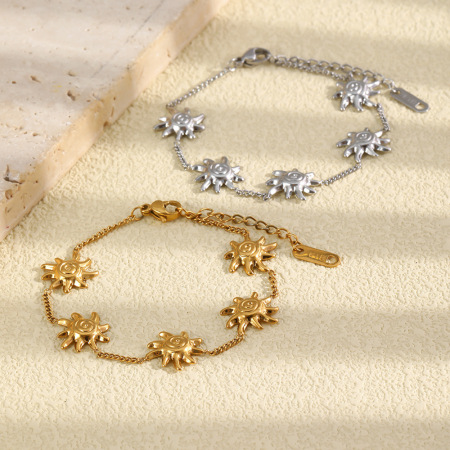 Simple Series Retro Sun Chain Stainless Steel Waterproof   Gold Color  Women's Jewelry Sets 2