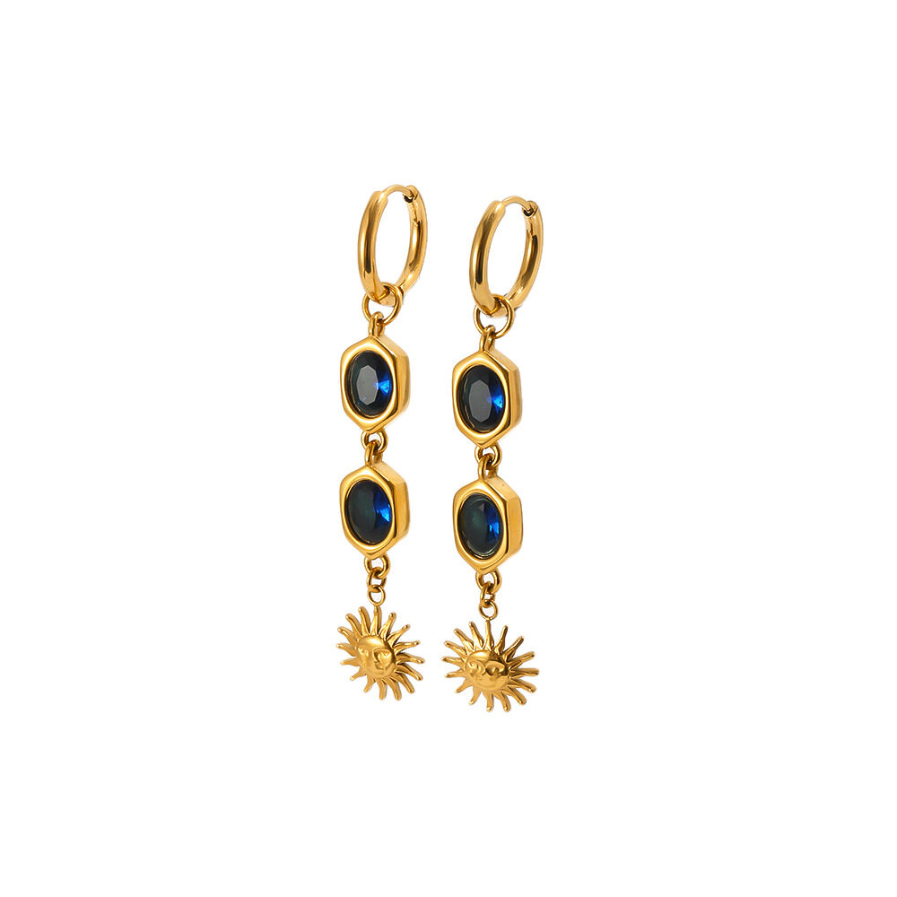 Classic Series Daily Sun Stainless Steel Waterproof   Gold Color  Women's Dangle Earrings h5 Picture4