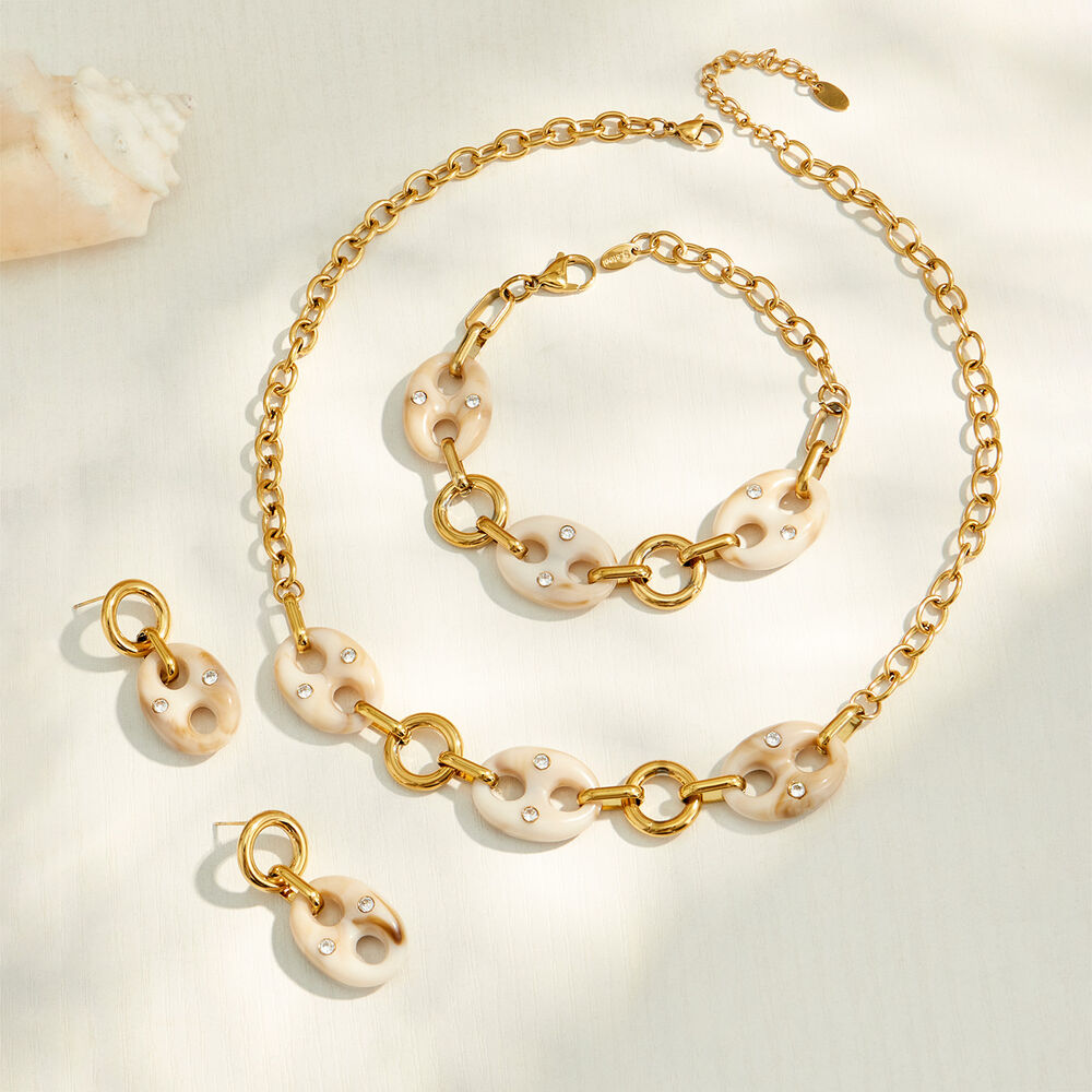 Collares De Cadena De Lujo De Acero Inoxidable Con Elegante Forma Irregular Y Resistente Al Agua, Color Dorado, Para Mujer. h5Imagen3