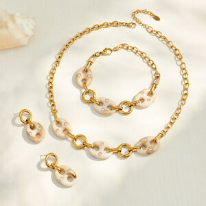 Collares De Cadena De Lujo De Acero Inoxidable Con Elegante Forma Irregular Y Resistente Al Agua, Color Dorado, Para Mujer. h5 Imagen3