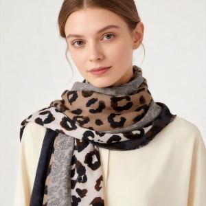 Simple Series Retro Leopard Print Mixed Color Polyester Winter Scarves h5 Picture3