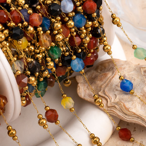 Simple Series Diy Beads Chain Geometric Shape Stainless Steel Waterproof   Gold Color  Stringing Materials h5 Picture3