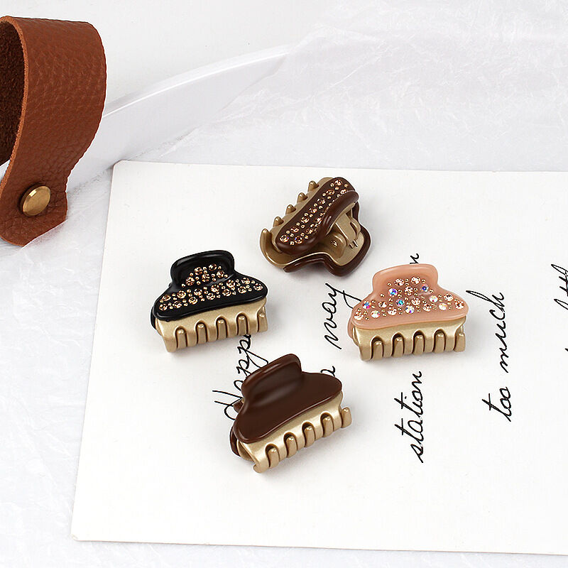 Luxurious Series Simple Solid Color Acetate Rhinestone Hair Claws h5Picture2