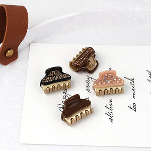 Luxurious Series Simple Solid Color Acetate Rhinestone Hair Claws h5 Picture2