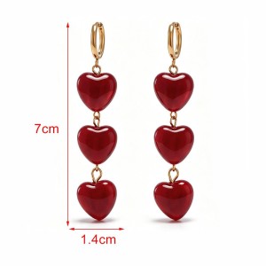 Heart Tassel Resin Gold Color Women's Dangle Earrings h5 Picture3