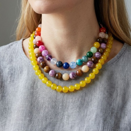 Simple Series Daily Beads Gradient Color Resin Women's Basic Necklaces 2