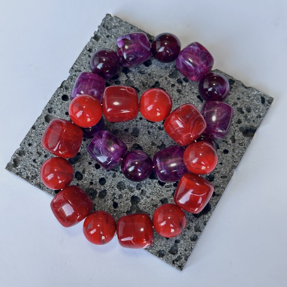 Simple Series Retro Irregular Shape Beads Gradient Color Acrylic Women's Beaded Bracelets Picture3
