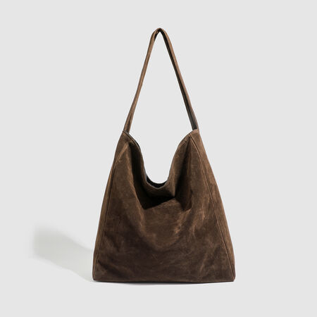 Lässige, flauschige, einfarbige Wildleder-Schultertasche für Damen, quadratisch