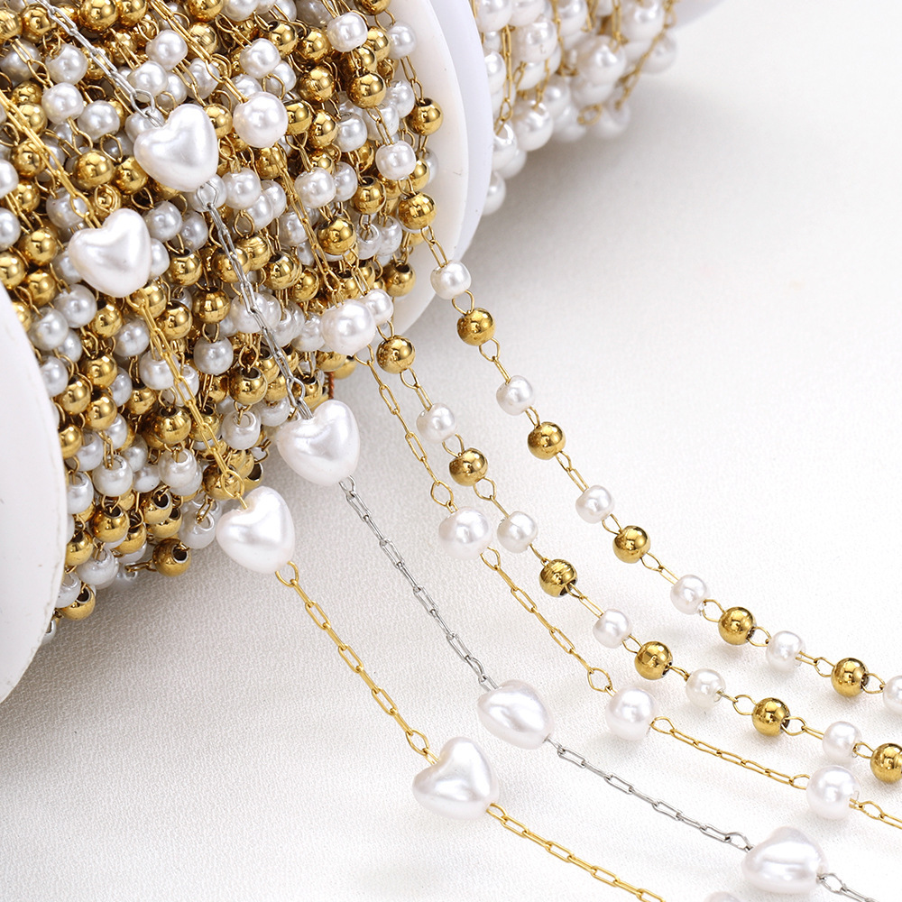 Simple Series Diy Beads Chain Stainless Steel Waterproof Gold Color Stringing Materials Picture5